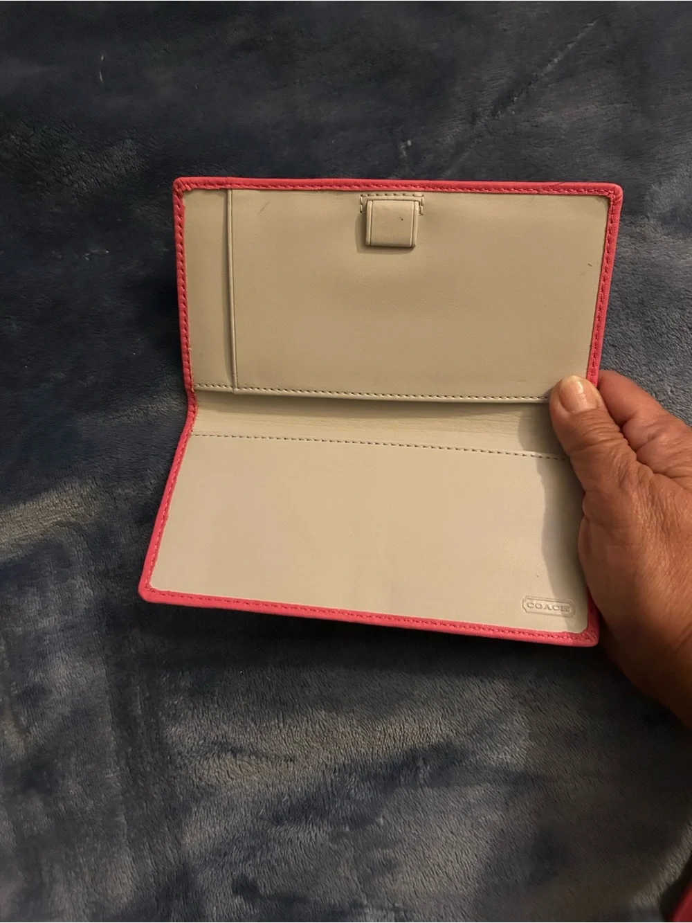 Coach Coral-Pink Leather Continental Wallet with Gold Logo